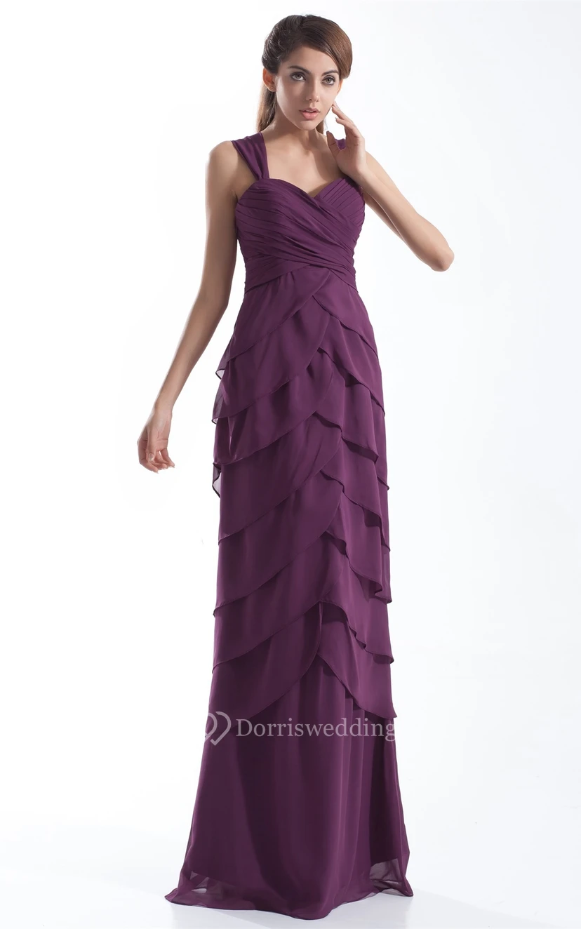 Fabulosos vestidos de gasa ajustados con tirantes para la madre de la novia view 5