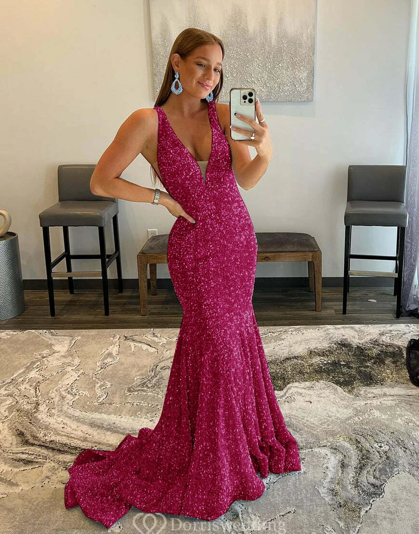 Violet Sequin Mermaid Gown view 7
