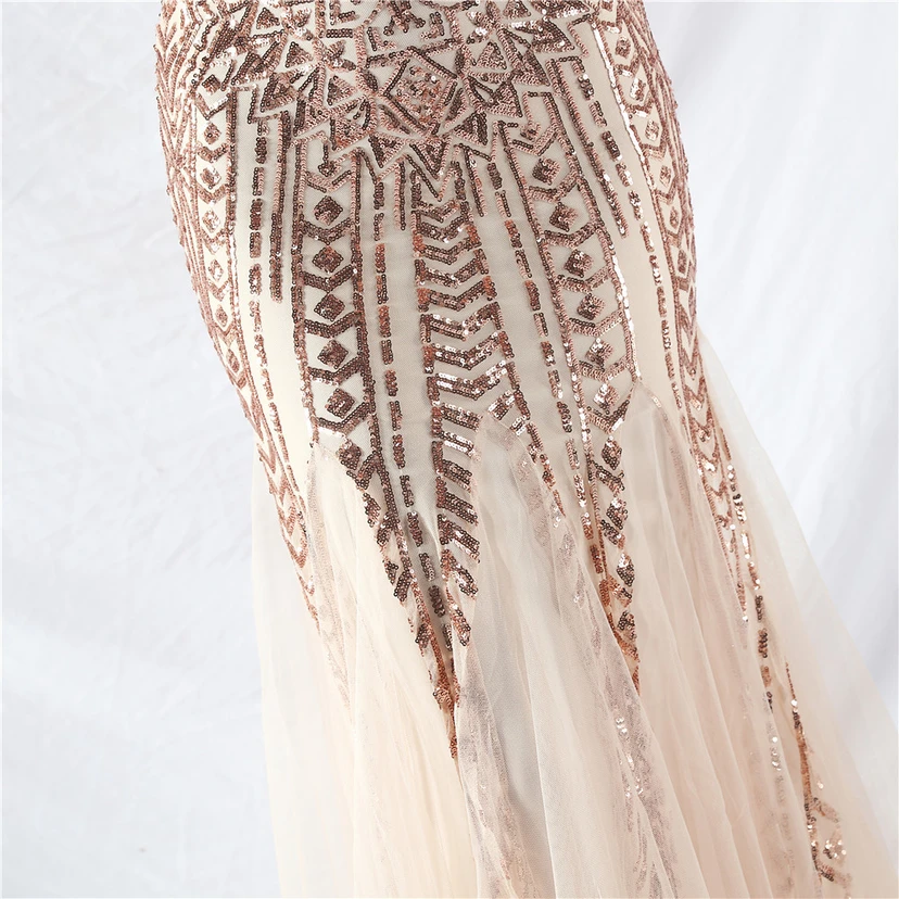 Robe de soirée haut de gamme ornée de perles de positionnement, de fleurs et de broderies en tulle. view 21