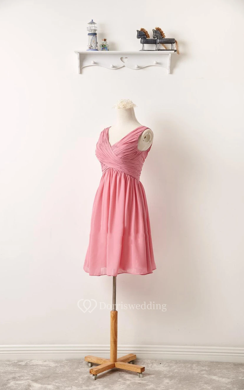 Short V-neck Chiffon Dress view 4