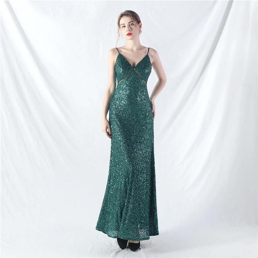 Robe longue trapèze évasée à paillettes, modèle phare du quotidien view 20