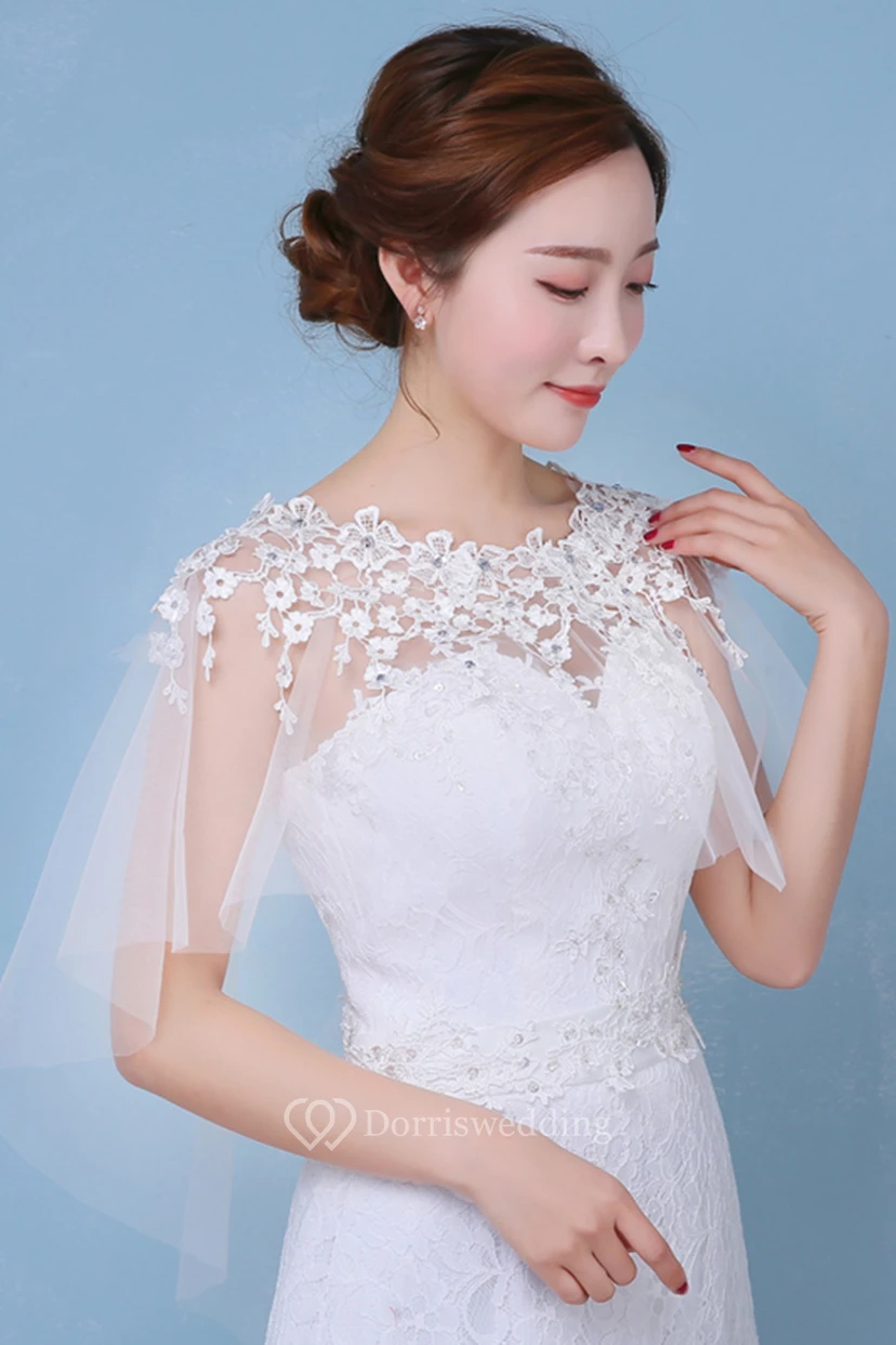 New Lace Diamond Spring Summer Cloak Round Neck White Shawl view 2