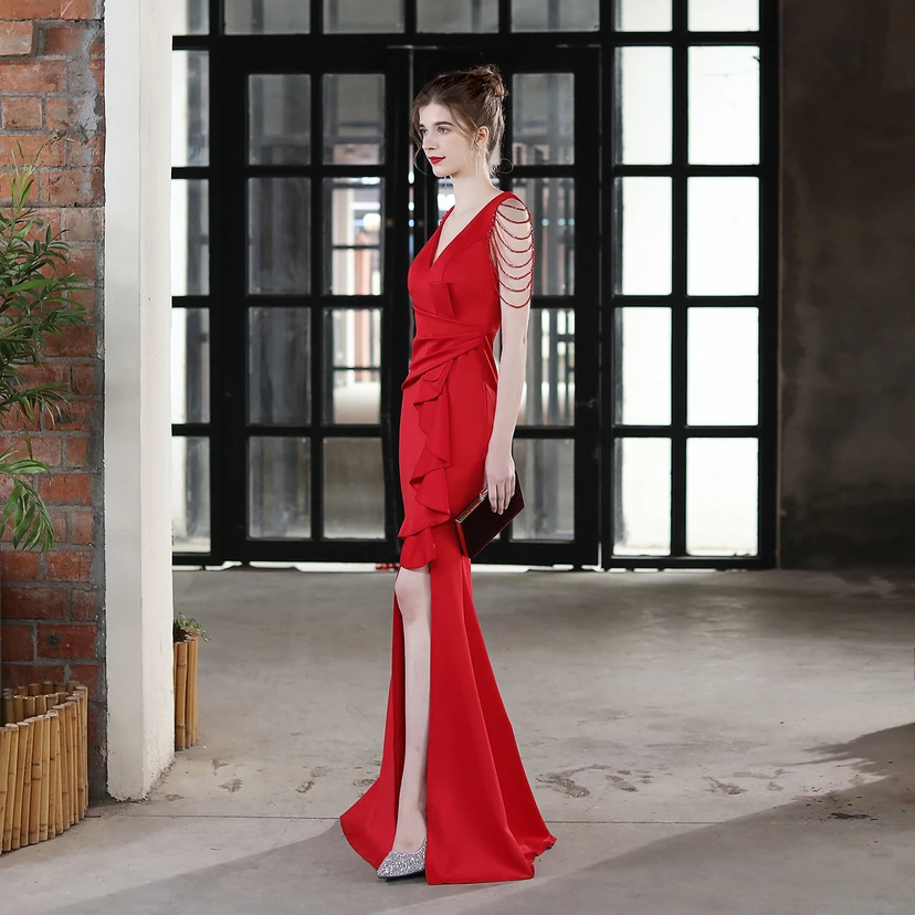 Toast Dress Bride Long Sling Thank-You Banquet Slim Fishtail Skirt Wedding Car Model Exhibition Dress view 43