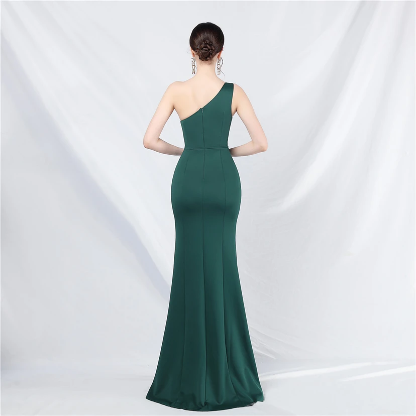 Unique Fashion Flower Design Simple And Elegant One-Shoulder Long Dress High-End Evening Dress view 42
