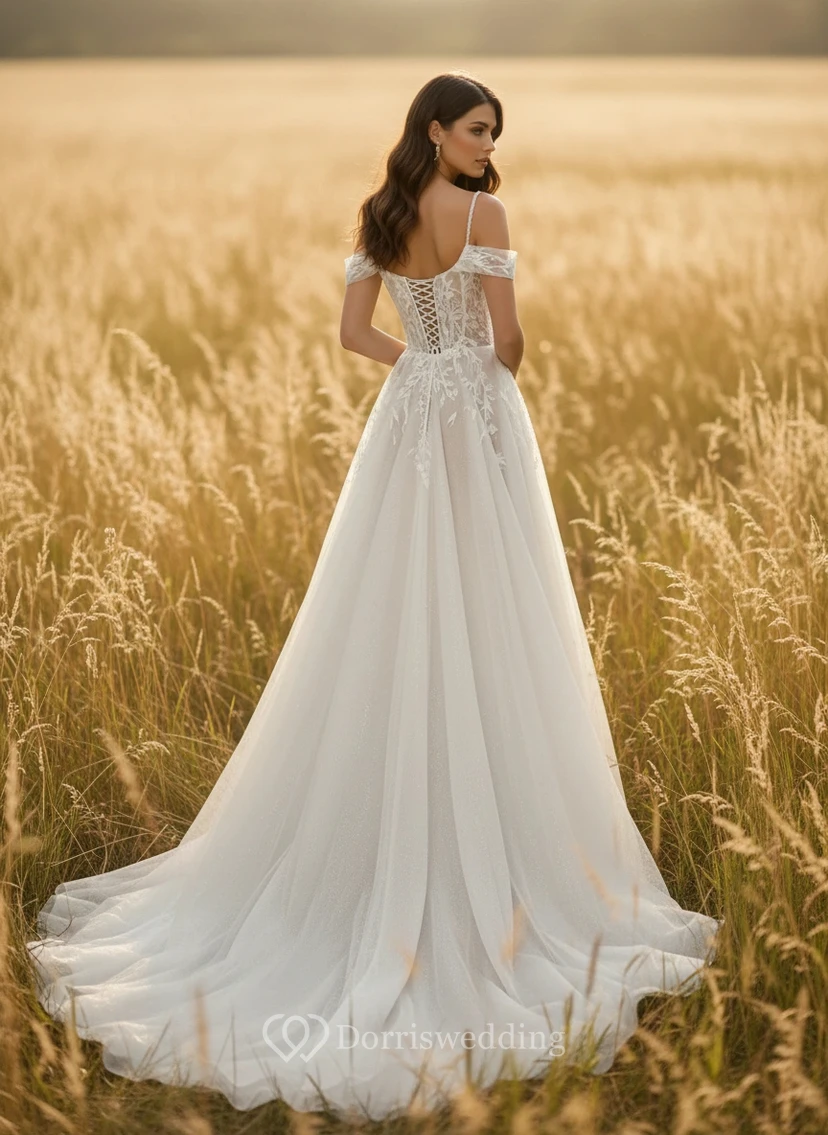 sheer corset dress wedding Eleven Lace Corset Wedding Dress | Sheer Fit & Flare Bridal Gown