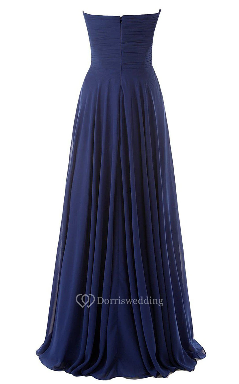 Sweetheart A-line Chiffon Dress With Criss-cross Ruching view 3