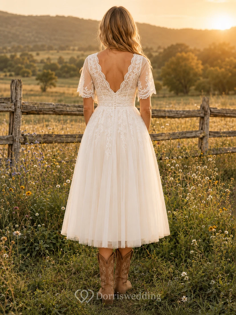 Robe de mariée de maternité à épaules dénudées, drapée, simple, avec traîne souple view 2
