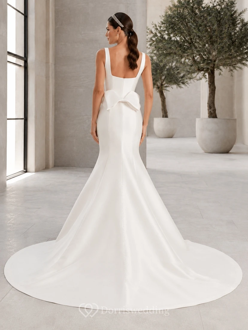 Vestido de novia clásico de corte A con cola de tul para ceremonia view 2