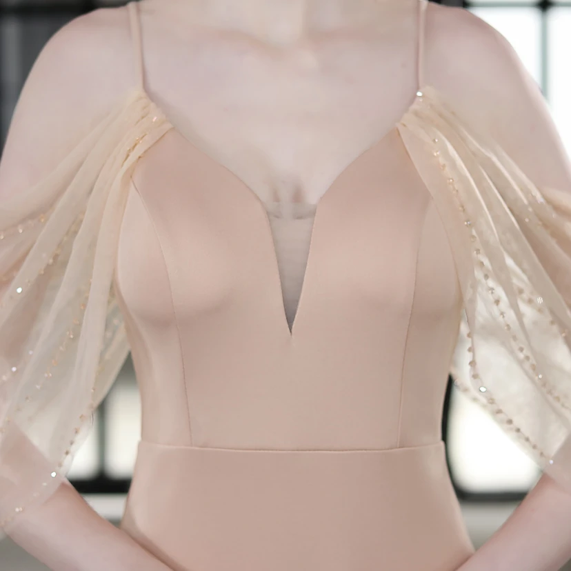 Toast Dress Bride Long Sling Thank You Banquet Slim Fishtail Skirt Wedding Car Model Exhibition Dress view 34
