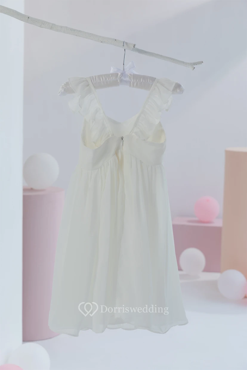 Simple Chiffon Short Communion Cap Flowergirl Dress view 4