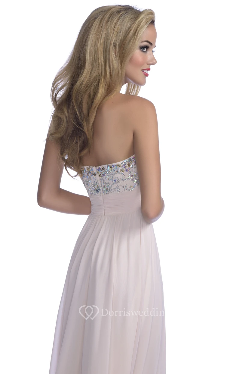 Side Slit A-Line Chiffon Sweetheart Prom Dress With Crystal Bodice view 2