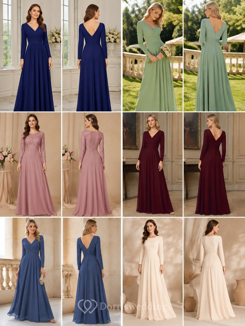 Long Sleeve A-Line Formal Gown Dress Occasion Variation Four