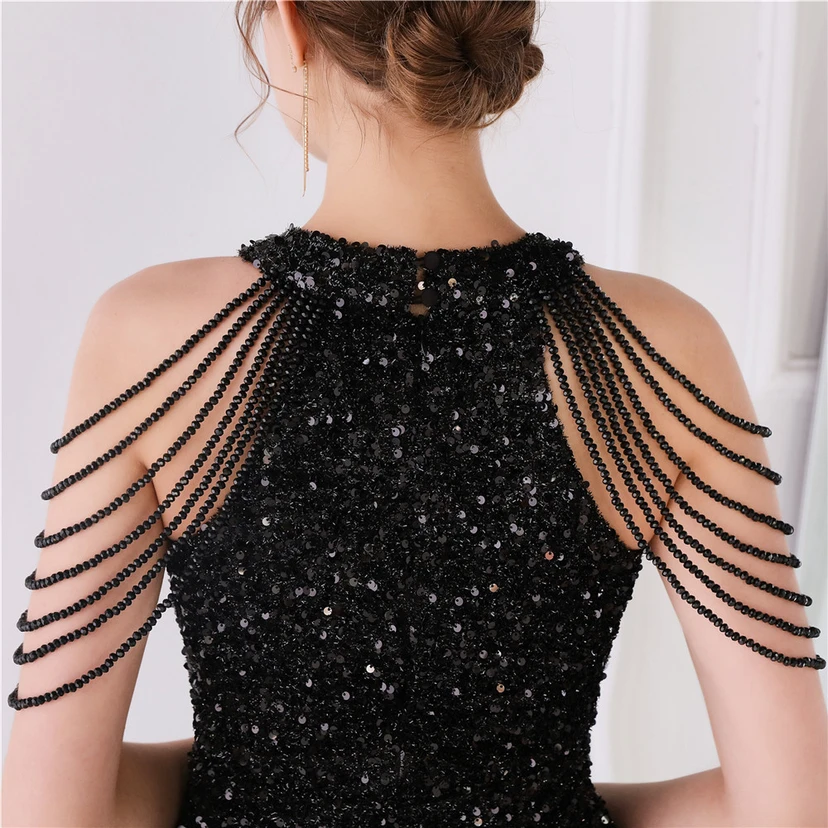 Robe de soirée féérique à sequins colorés, robe courte style féerique pour banquet ou réception. view 52