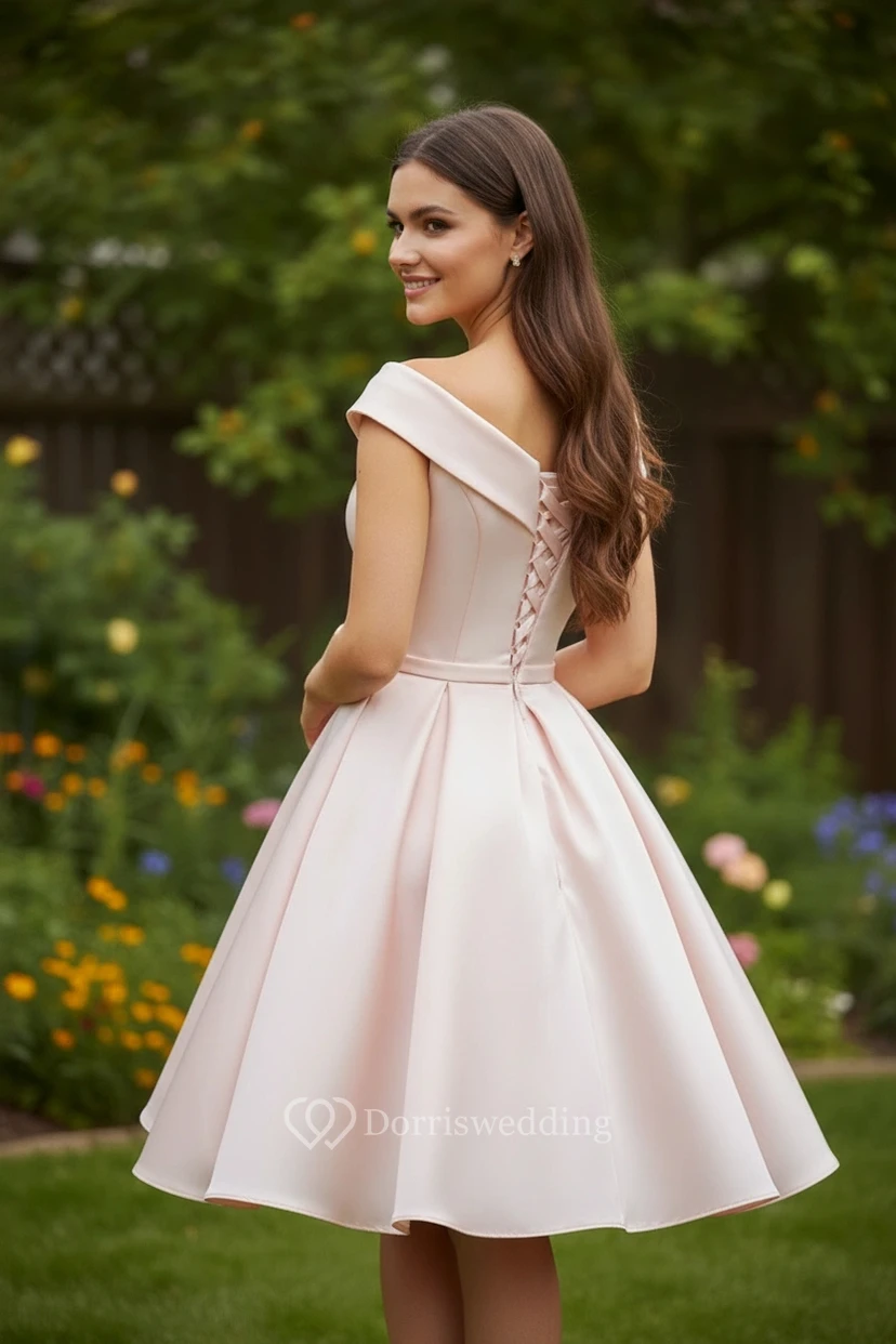 Classic Satin Tea-Length Homecoming Dress view 2