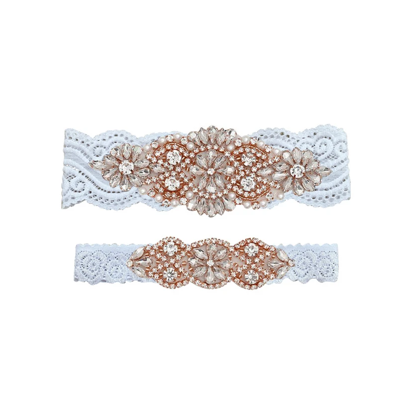 Latest Rhinestone Beaded Double Garters view 3