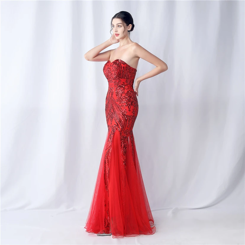 Positionierung Blumenschnitt Netz Pailletten Hochzeitsdinner Toast Party Abendkleid view 3