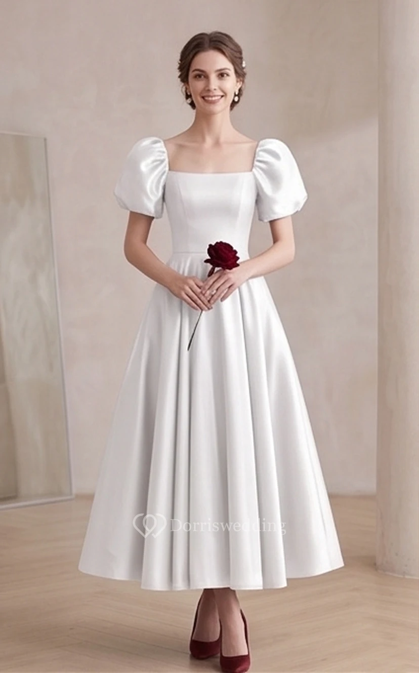 Puff-Sleeve Vintage Victorian A-line Dress | Regency Era Plus Size 1950s Bridesmaid Ball Gown | Modest Prom Wear view 20