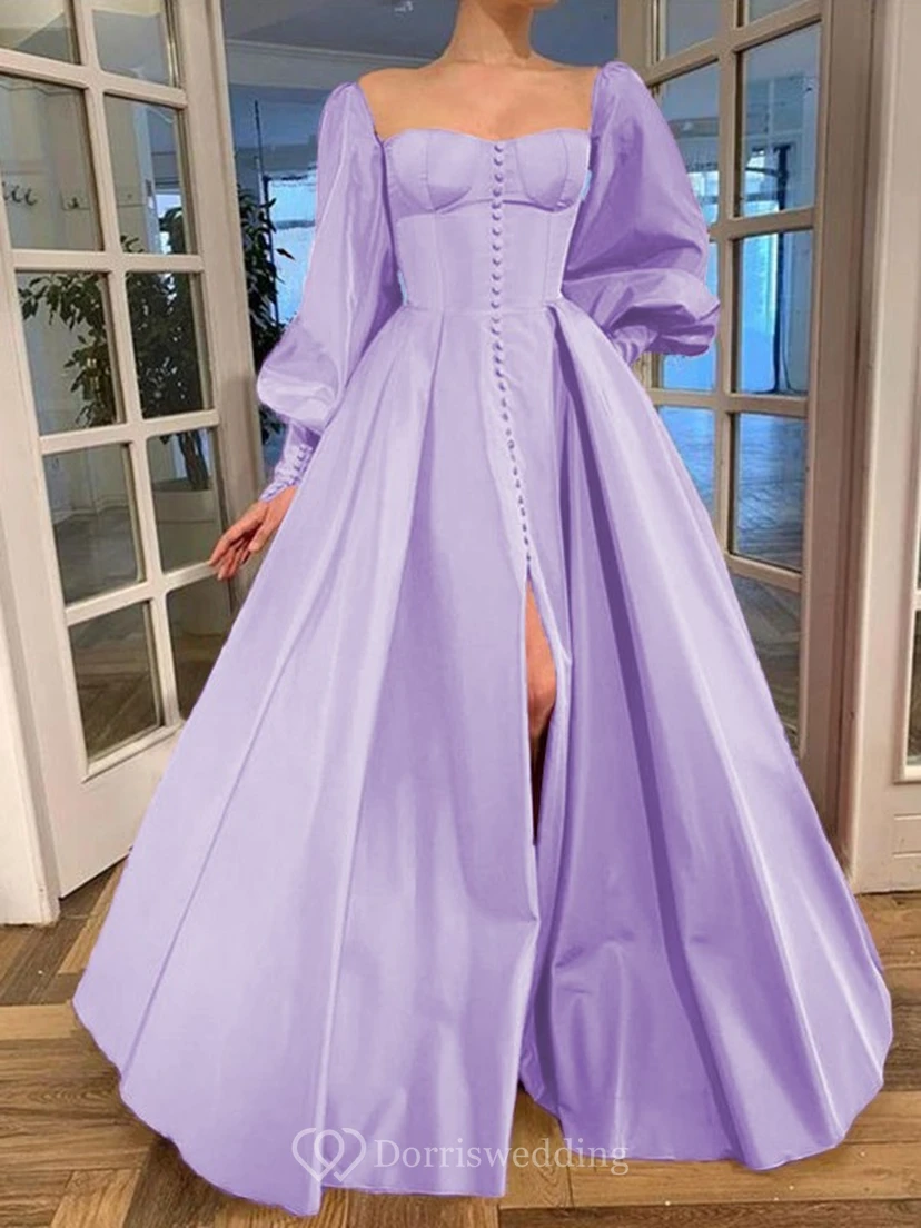 Elegantes Kleid im Vintage-Stil mit langen Puffärmeln, Empire-Stil und Schlitz vorne view 26