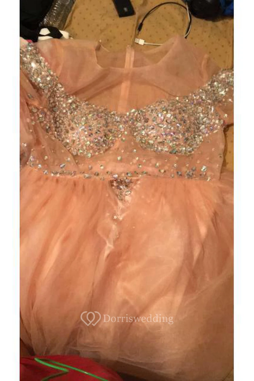 A-Linien-Ballkleid aus Tüll, schulterfrei, langärmelig, mit Reißverschluss view 2