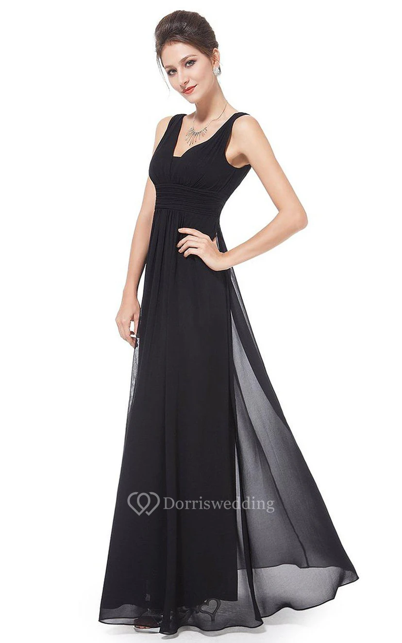 Sleeveless A-line Chiffon Dress With Low V-back view 4