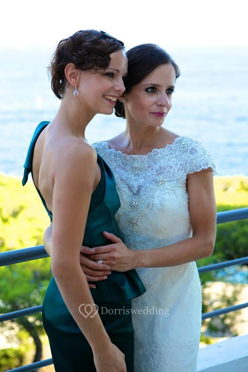Delicate Tulle Lace Mermaid Wedding Dress Beadings Sweep Train view 2