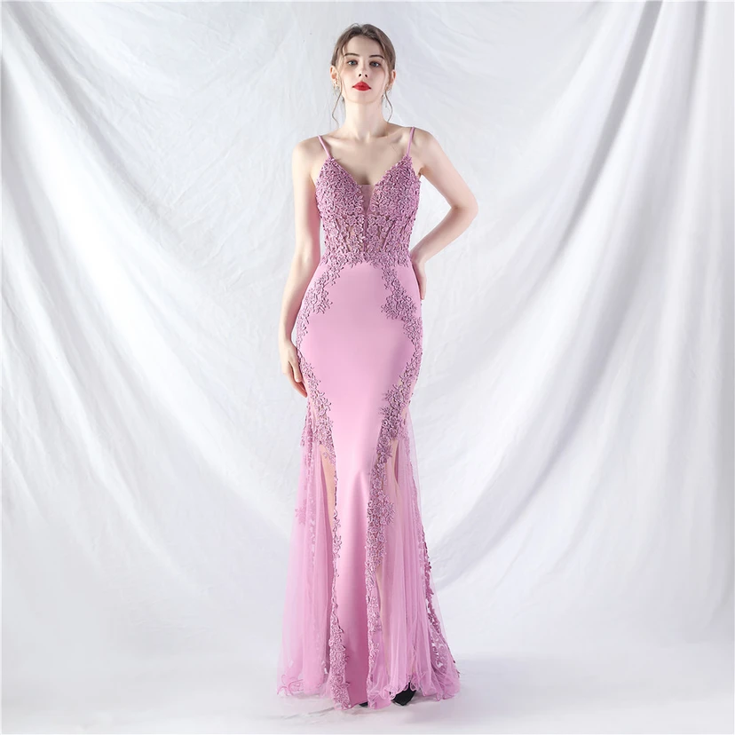 Spitzen-Abendkleid mit heißer Diamant- und Fischgrätenmuster-Weste, tiefem Taillenausschnitt, schulterfreiem Design und kurzer Schleppe view 19