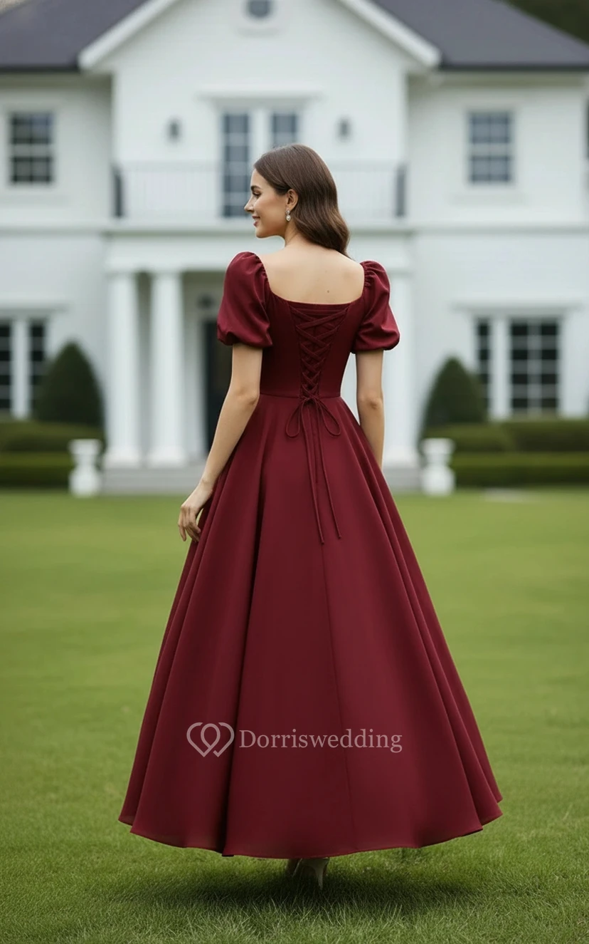 Vintage 1950s Style Modest Organza Prom Dress view 2