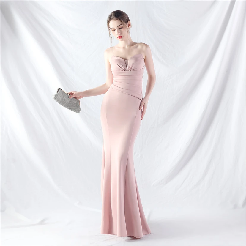 Craft Dress Sexy Off-Shoulder Wrapped Chest Satin Evening Dress view 45