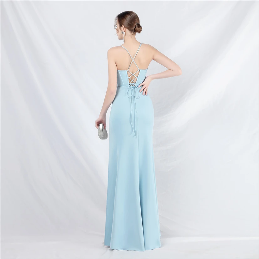 Palace Herringbone Vest High-End Sling Evening Dress view 13