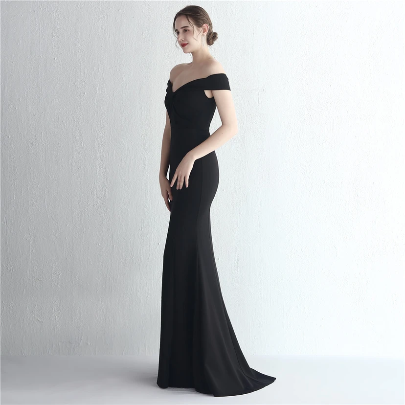 Vestido largo de satén ajustado de un solo hombro para cenas de celebridades, con falda de cola de pez ajustada, vestido de exhibición para modelos de autos de boda view 37