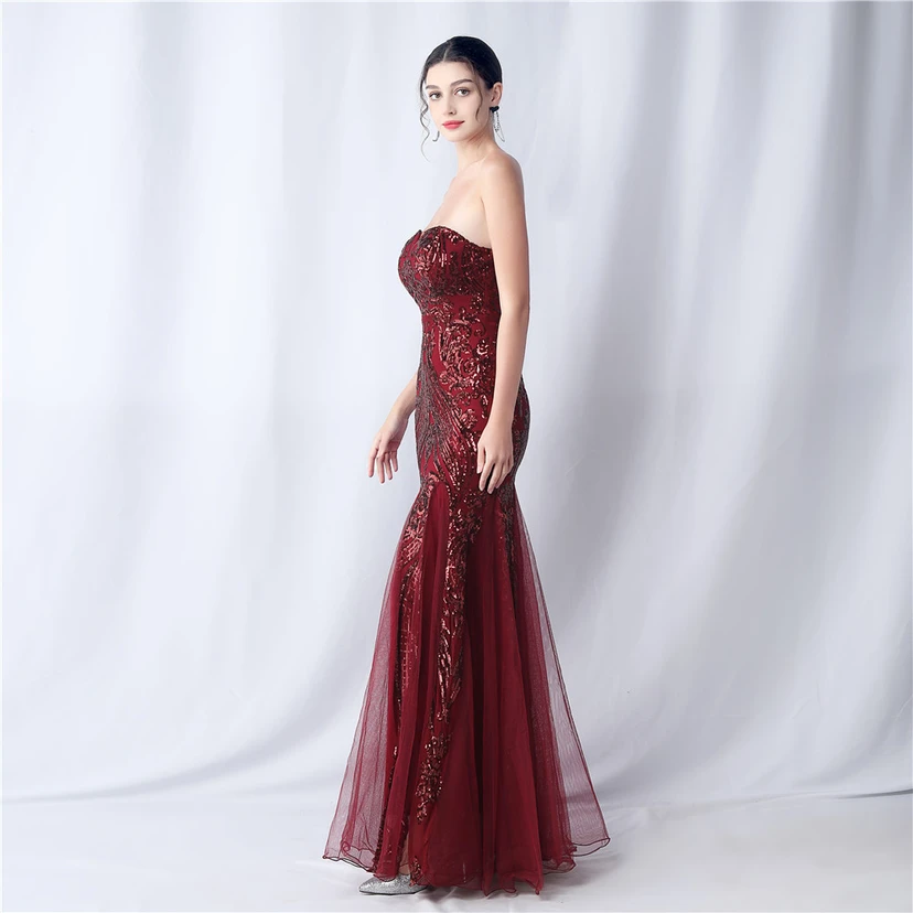 Positionierung Blumenschnitt Netz Pailletten Hochzeitsdinner Toast Party Abendkleid view 12