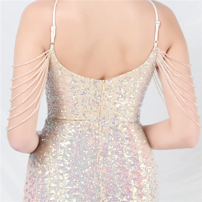 Robe de soirée longue à sequins et perles fantaisie view 25