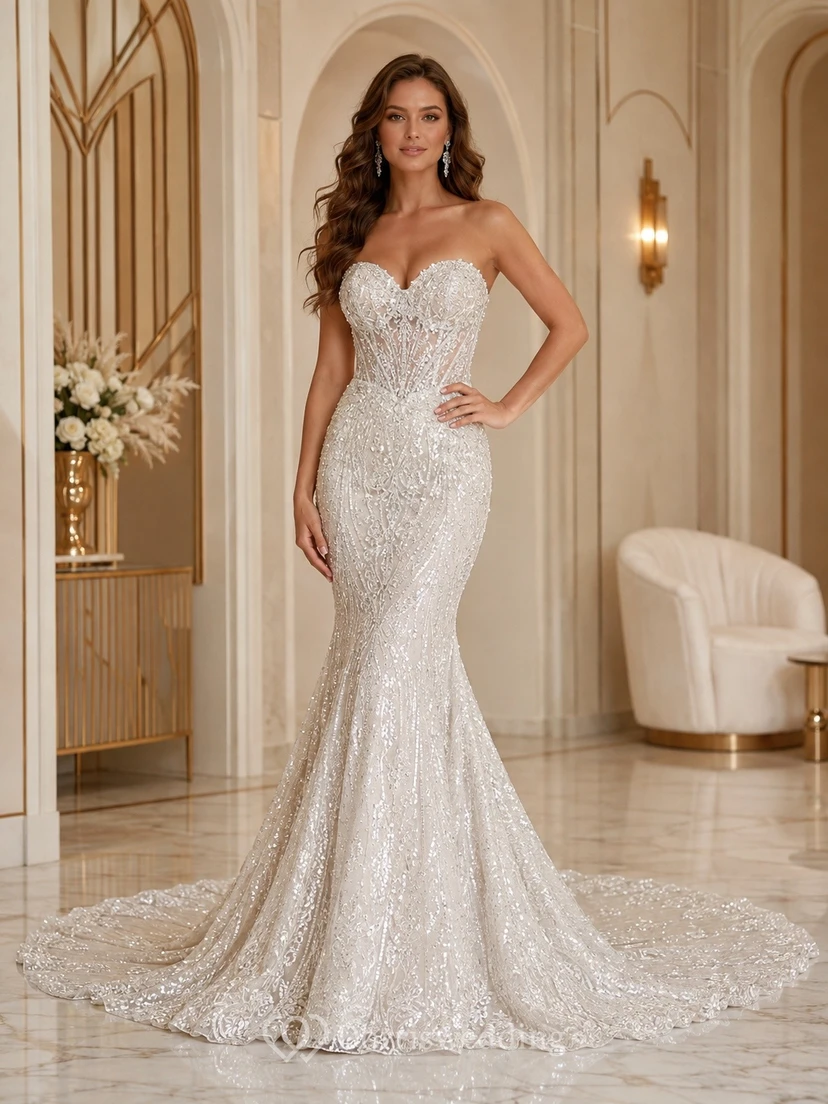 Vestido de novia elegante y formal para ceremonia de sirena