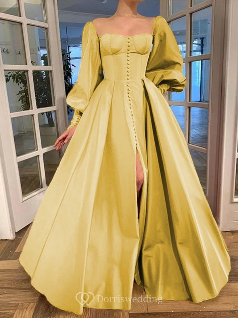 Elegantes Kleid im Vintage-Stil mit langen Puffärmeln, Empire-Stil und Schlitz vorne view 19