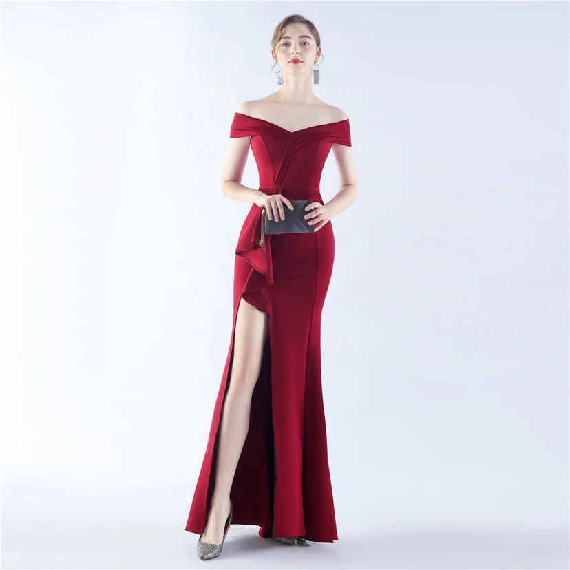 Klassisches langes Abendkleid aus Satin mit One-Shoulder-Ausschnitt view 14