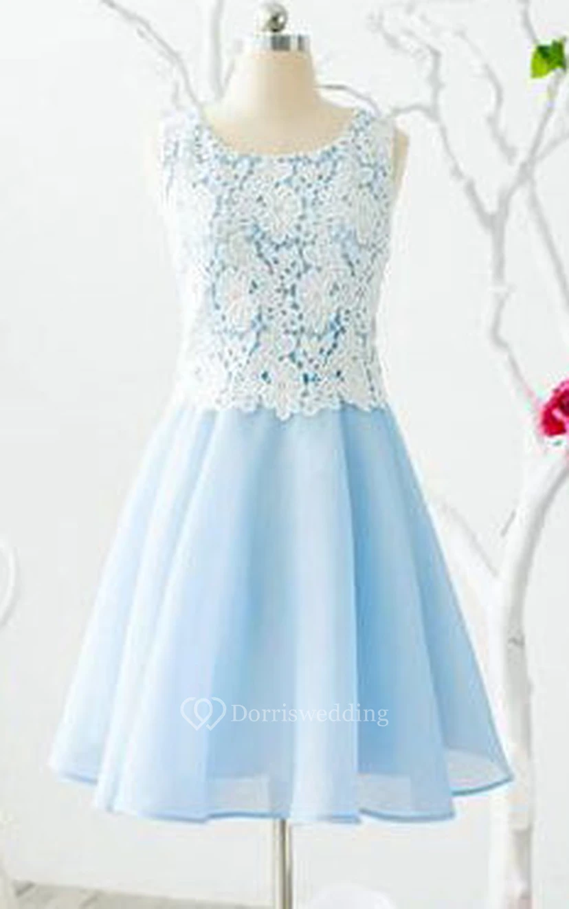 Robe trapèze sans manches en mousseline organza dentelle view 3