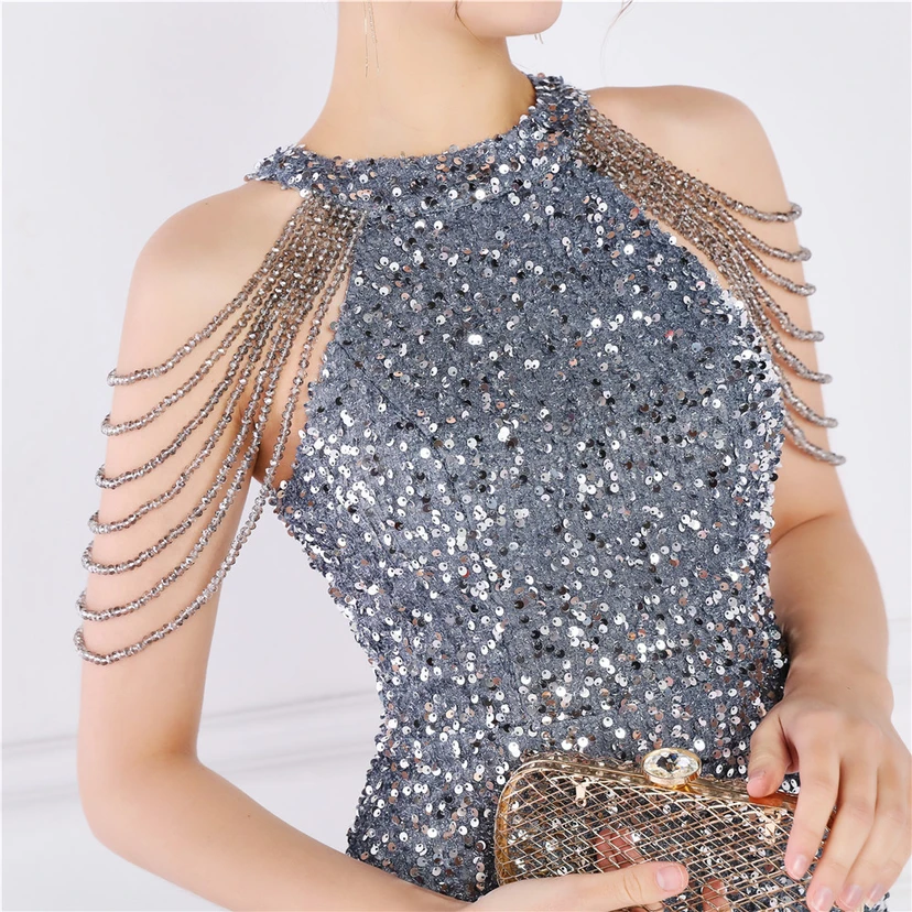 Robe de soirée féérique à sequins colorés, robe courte style féerique pour banquet ou réception. view 45