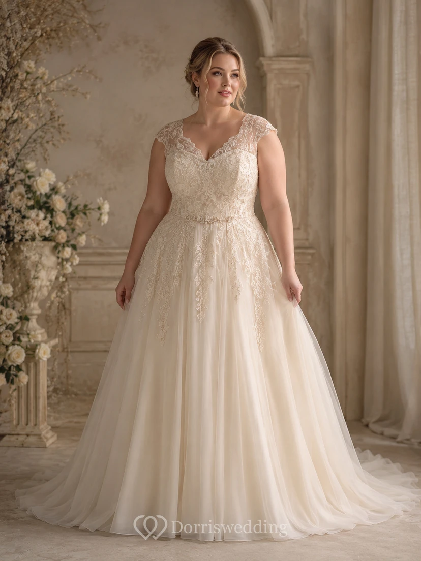 Empire-Brautkleid aus Chiffon mit Perlenbesatz, Falten und Raffungen sowie Schleppe view 4