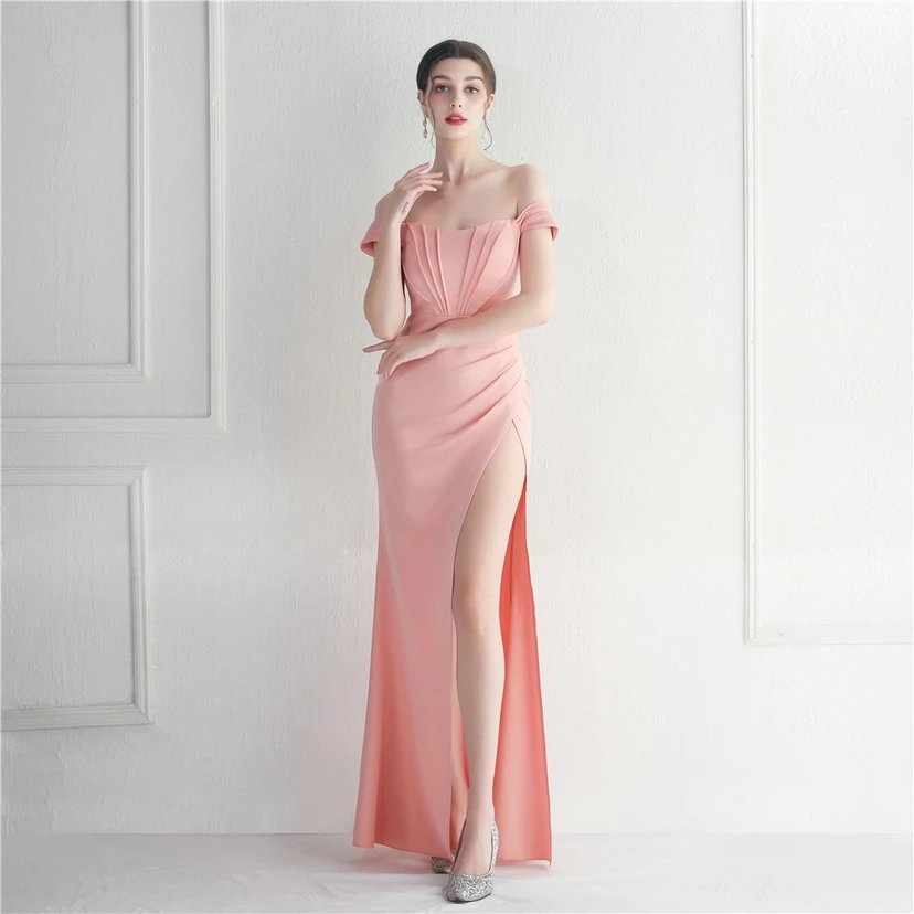 Cross-Border Supply schulterfreies, einseitig schulterfreies Kleid mit Schlitz für Nachtclub, Hochzeit oder Abendessen view 45