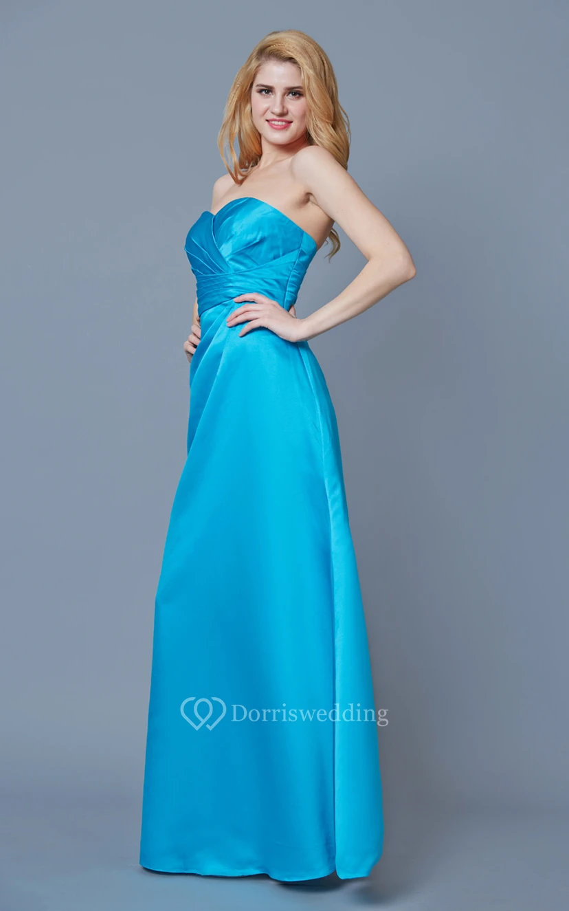 Sweetheart A-line Long Satin Dress With Bow view 4