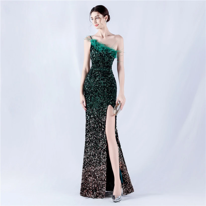 Robe de soirée en satin à baleines ornée de diamants et de fleurs, taille haute, pour réunion annuelle et mariage view 32