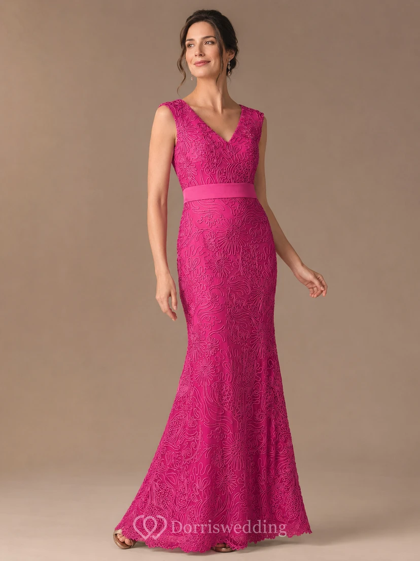 Brautmutterkleid mit V-Ausschnitt, kurzen Ärmeln, Applikationen und Falten view 9
