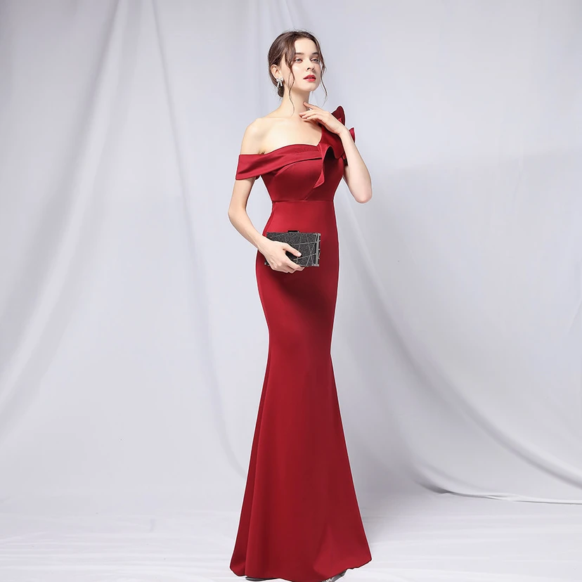 Sechsfarbiges, einseitig schulterfreies Abendkleid für festliche Anlässe, langes, elegantes, figurbetontes und sexy Meerjungfrauenkleid view 55