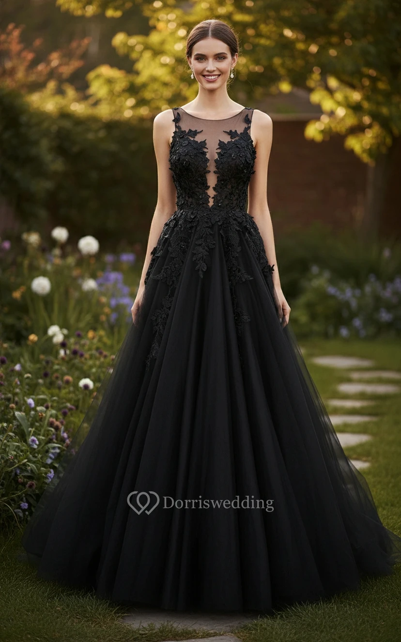 Vestido de novia negro de elegancia gótica view 3