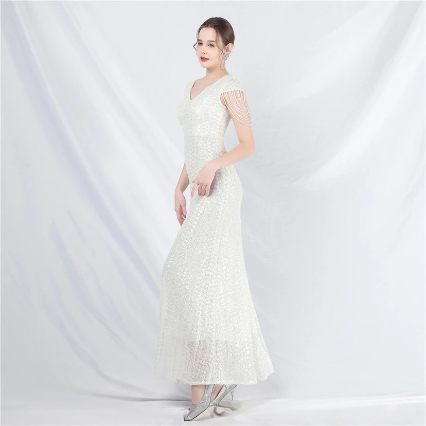 A-Line Big Swing Dress Craft Sequined Long A-Line Evening Dress view 51