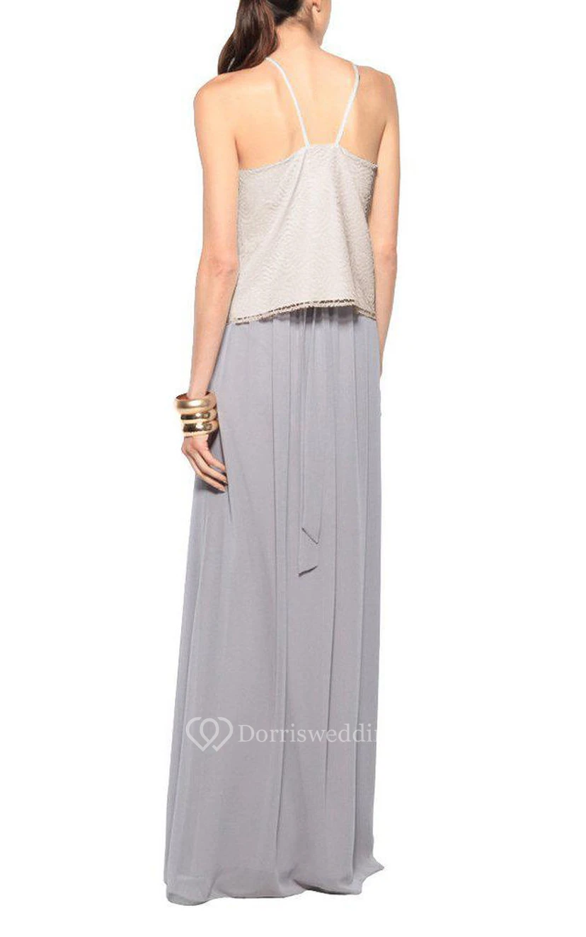 Spaghetti Straps Two Tone Floor-length Bridesmaid Dress view 2