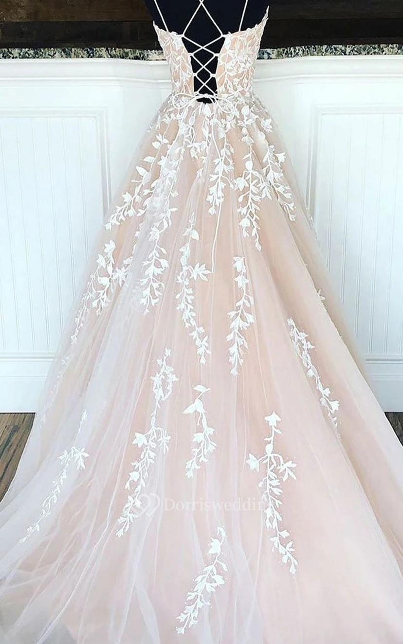 Tulle Floor-length Brush Train A Line Sleeveless Adorable Formal Dress with Ruffles view 2
