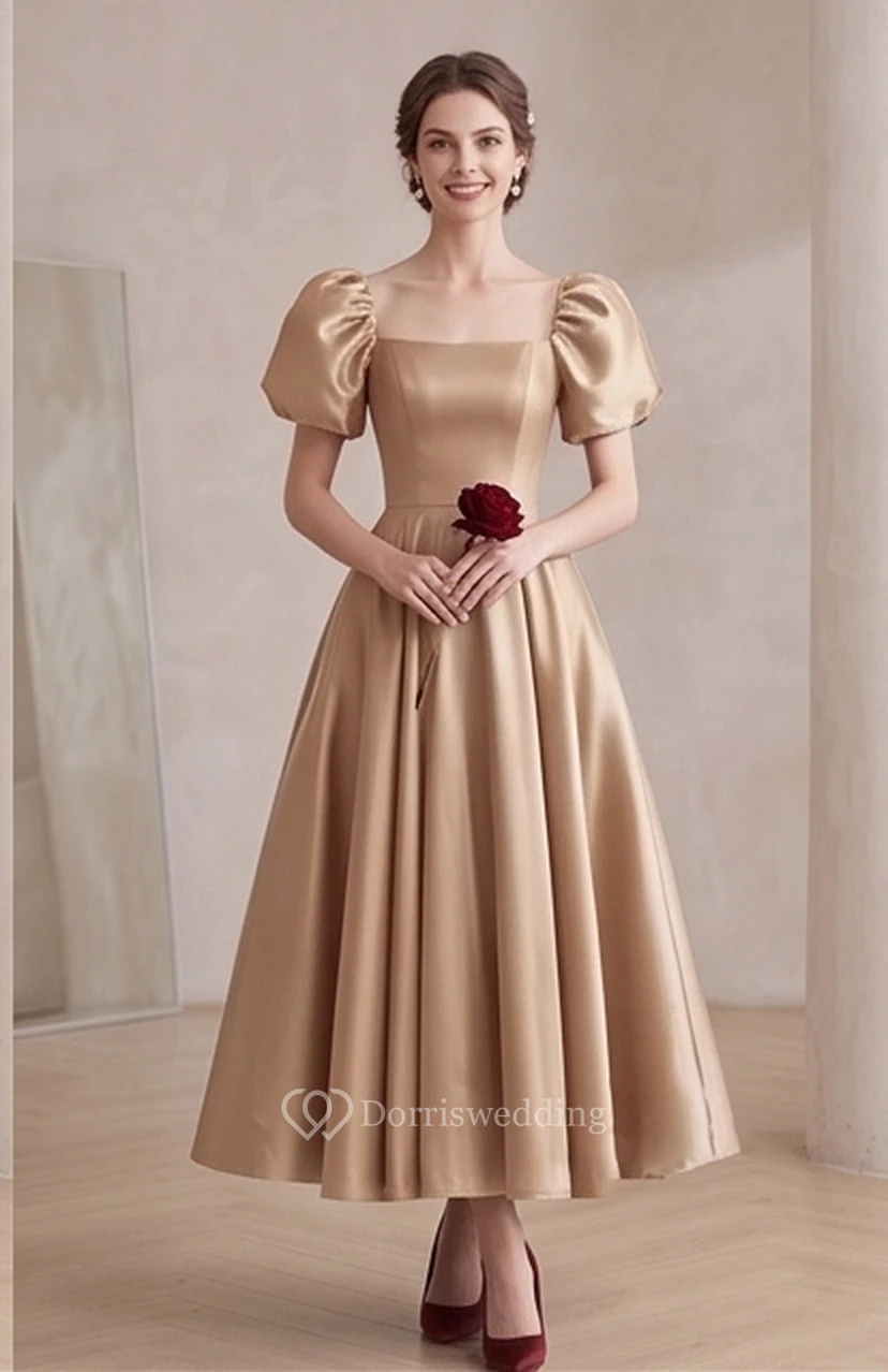 Puff-Sleeve Vintage Victorian A-line Dress | Regency Era Plus Size 1950s Bridesmaid Ball Gown | Modest Prom Wear view 22