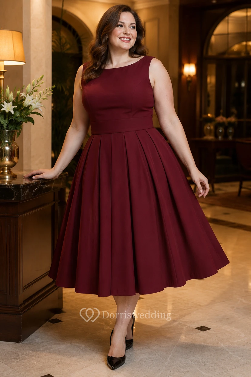 Simple Pleated Knee-Length Frock view 7