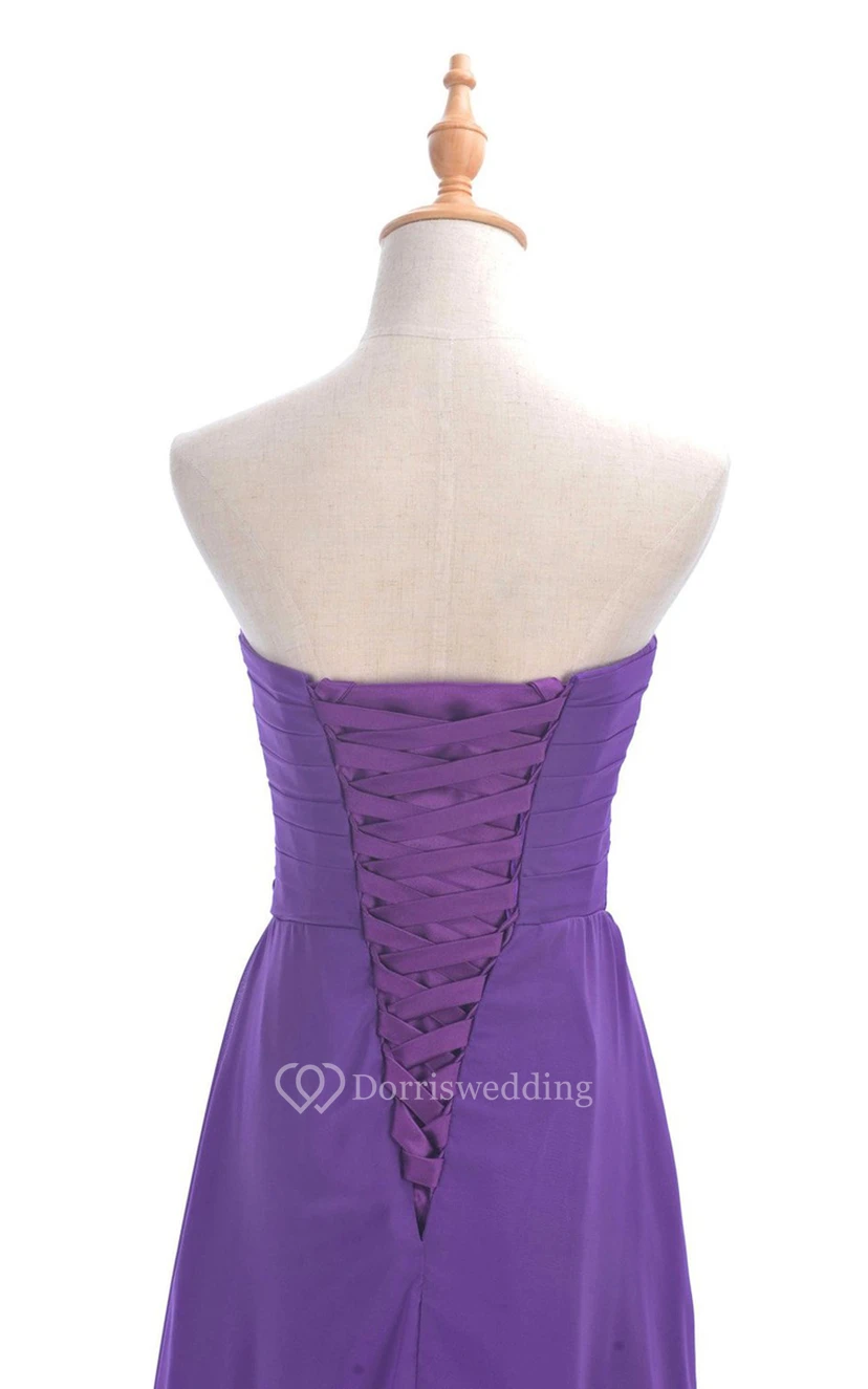 Sweetheart Criss-cross Chiffon A-line Dress With Lace-up Back view 41